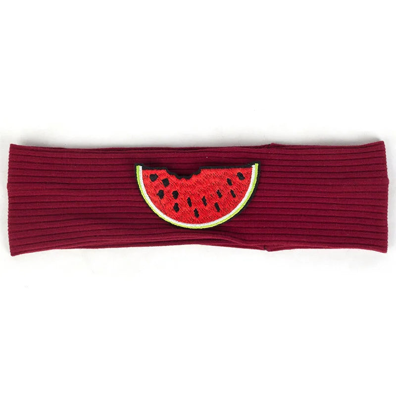 6 Months-3 Years Old Kids Headband Pure Color Cute Watermelon Pattern Soft Elastic Headwear Loose HeadWrap for Boys and Girls