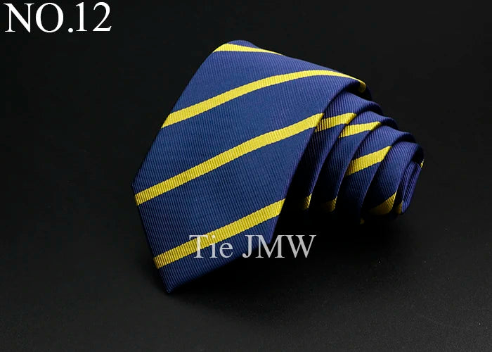 New Men's Tie Classic Stripe 7cm Jacquard Red Blue Green Necktie Daily Wear Cravat Wedding Party Dress Accessories Gift For Man