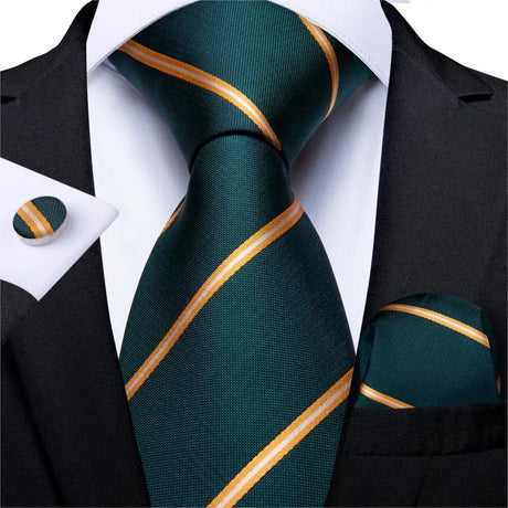 DiBanGu Green Teal Ties For Men Hanky Cufflinks Set 17 Styles Necktie For Male Business Wedding Party Mens Ties New Arrival Tie