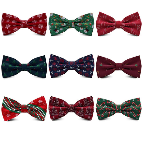 Christmas Bow tie for Men Women Snowmen Christmas Tree Bow knot Pre-tied Adult Silk Jacquard Bowtie Double Fold Cravats Party