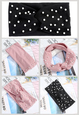 AWAYTR Women's Headbands Pearls Head Bands Knitted Turban Bandana Autumn Winter Elastic Hairband Warm Hair Accessories Headdress
