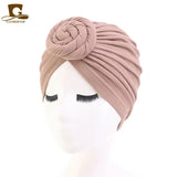 New Women cotton top knotted turban hat bonnet Hijab chemo cap headbands Female Muslim Hat Head Cover Night Cap Hair Accessories