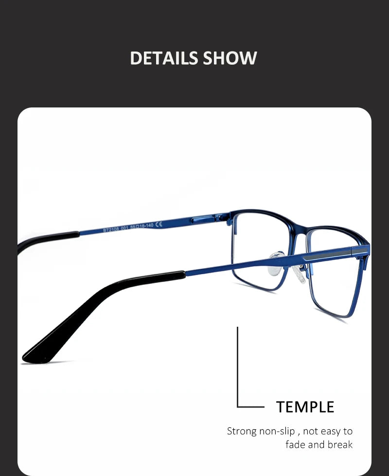 ZENOTTIC Men Titanium Alloy Optical Glasses Frame Fashion Male Square Eyewear Ultralight Metal Non-Prescription Eyeglasses