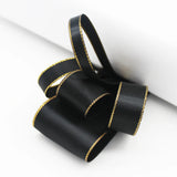 5 Meter/Lot Black Color Gold Edge Grosgrain Ribbon Satin Ribbon DIY Gift Packing Crafts Accessories 6mm 9mm 16mm 22mm 25mm 38mm