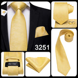 2022 New Design Yellow Gold Paisley Fashion Brand Tie for Men Wedding Party Necktie Handky Cufflinks Gift Wholesale Hi-Tie