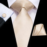 Hi-Tie Solid Champagne Ivory Floral Design Silk Wedding Tie For Men Quality Hanky Cufflink Fashion Nicktie Business Dropshipping