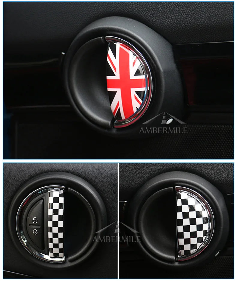 AMBERMILE 4pcs for Mini Cooper F55 F54 F60 Countryman Accessories Car Interior Front Rear Door Handle Sticker Covers Decoration