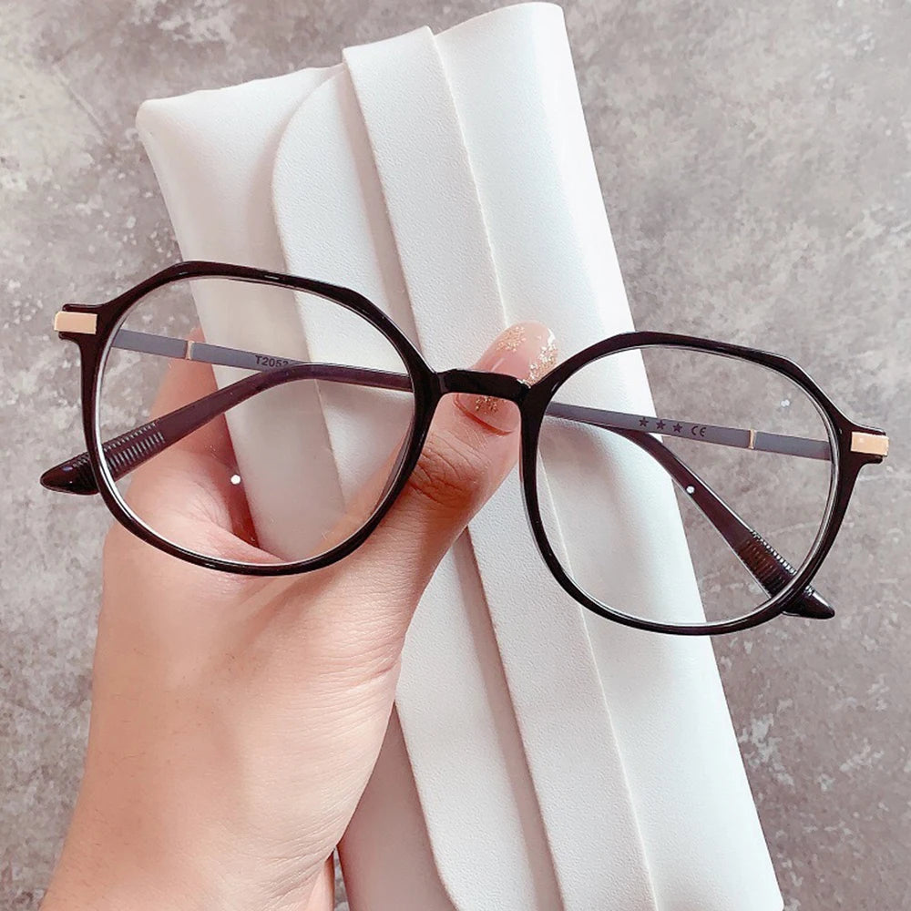 Fashion Women Anti Blue Light Glasses Blue Light Blocking Eyewear Luxury Brand Round Optical Spectacle Frame Computer Glasses
