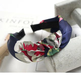 Women Elegant Top Knot Headband Print Dot Hairbands Girls Striped Plaid Flower Hair Hoop Fashion Hair Accessories FG0320