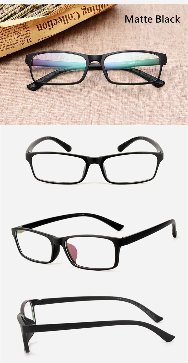 Men's And Women's Finished Myopia Glasses TR90 Frames And Aspherical Anti Blue Ray Photochromic Lenses SPH 0~-6.00 CYL 0~-2.00