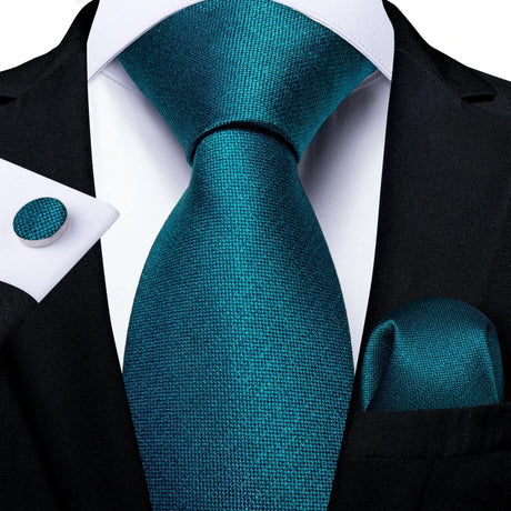 DiBanGu Green Teal Ties For Men Hanky Cufflinks Set 17 Styles Necktie For Male Business Wedding Party Mens Ties New Arrival Tie