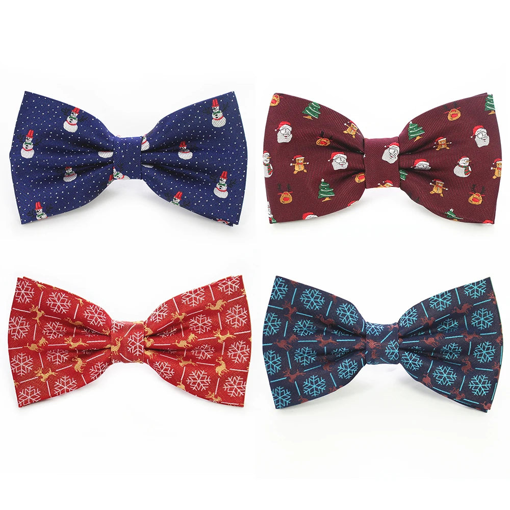 JEMYGINS Christmas Bow Ties for Mens Shirt  Snowflake Christmas Tree Pattern Men Silk Bow Tie  Christmas Party Gift