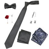 Holiday Gift Box Tie For Men Tie Handkerchief Pocket Squares Cufflink Set Necktie Box Man Dark Grey April Fool's Day