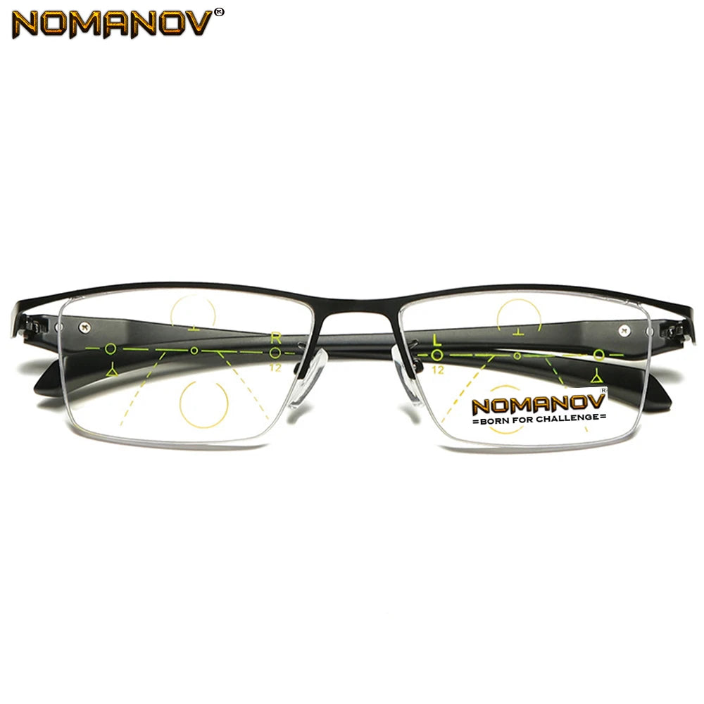 Eyebrow Comfortable Business Frame Photochromic Grey Lenses Progressive Multifocus Reading Glasses Add 75 100 125 150 175 to 400