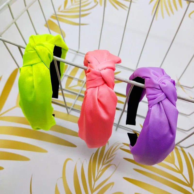 Fashion Top Knot Satin Headbands Wide Fabric Makeup Hairbands for Women Girls Ladies Washing Hair Hoops Bezel Hair Accessories