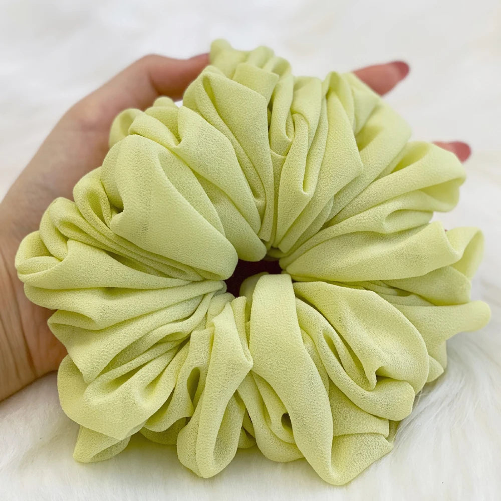 Elastics Chiffon Hair Band Solid Color Big Circle Scrunchies for Women Girl Ponytail Holder Hair Rope Hairband Hair Accessoires