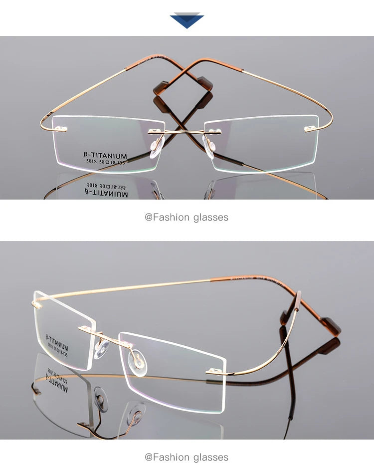 Titanium Eyeglasses Rimless Optical Ultralight Glasses Frame No Screw Prescription Spectacle Frameless Glasses Eyeglasses B2