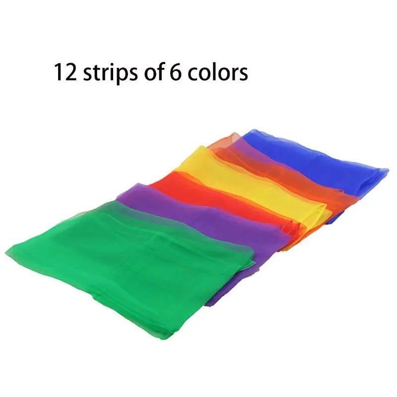 12Pcs Women Girl Square Juggling Chiffon Dance Scarves Magic Tricks Performance Props Kindergarten Candy Color Movement Kerchief