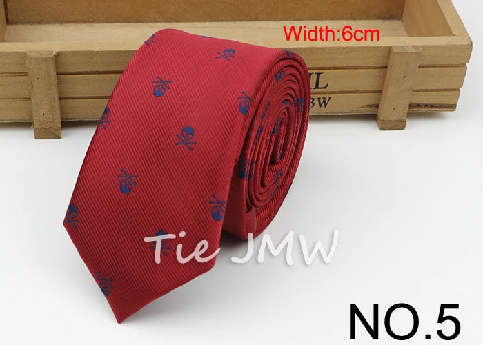 Skull Ties For Men New Casual Slim Classic Polyester Neckties Fashion Man Tie for Wedding Halloween Party Male tie Neckwear