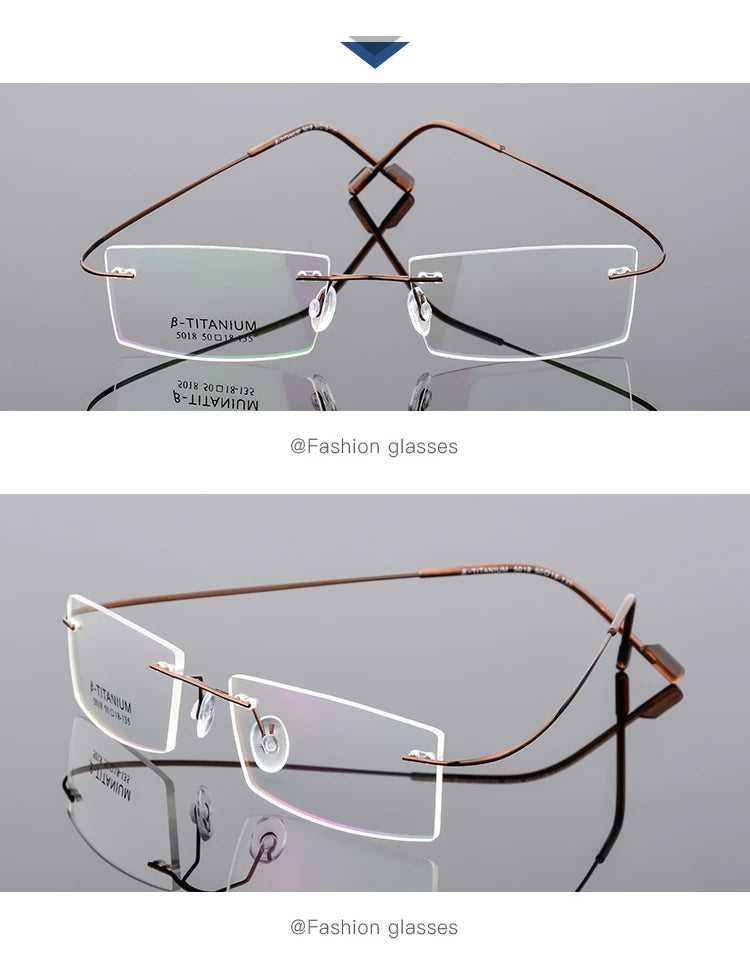 Titanium Eyeglasses Rimless Optical Ultralight Glasses Frame No Screw Prescription Spectacle Frameless Glasses Eyeglasses B2