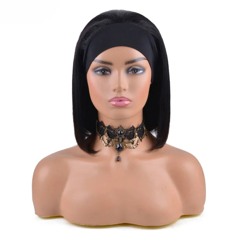 Short Bob Headband Glueless Wig Peruvian Straight Human Hair