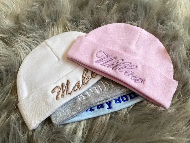 Embroidered Personalised Baby Hat Baby Shower Gifts Newborn Hat Custom Any Name Infant Toddler Hat New Baby Hospital Hat Beanie