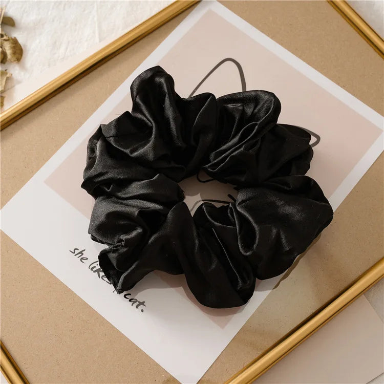 Hot Girls Super Wide Smooth Colorful Hair tie Hair Elastics Bands for Hair Large Satin Scrunchie Hair Accessories 2021 for Women