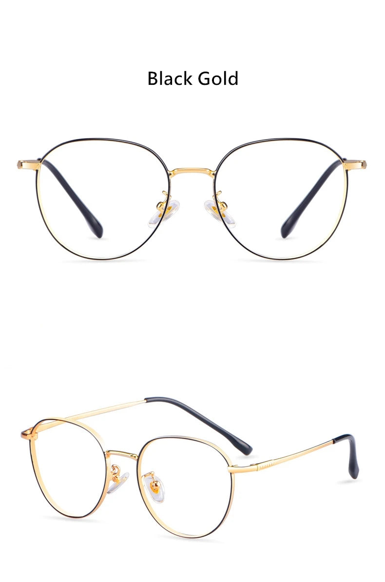 YIMARUILI New Titanium Alloy Wide-Rim Glasses Frame Men Round Retro Myopia Optical Prescription Eyeglasses Frame Women 80047