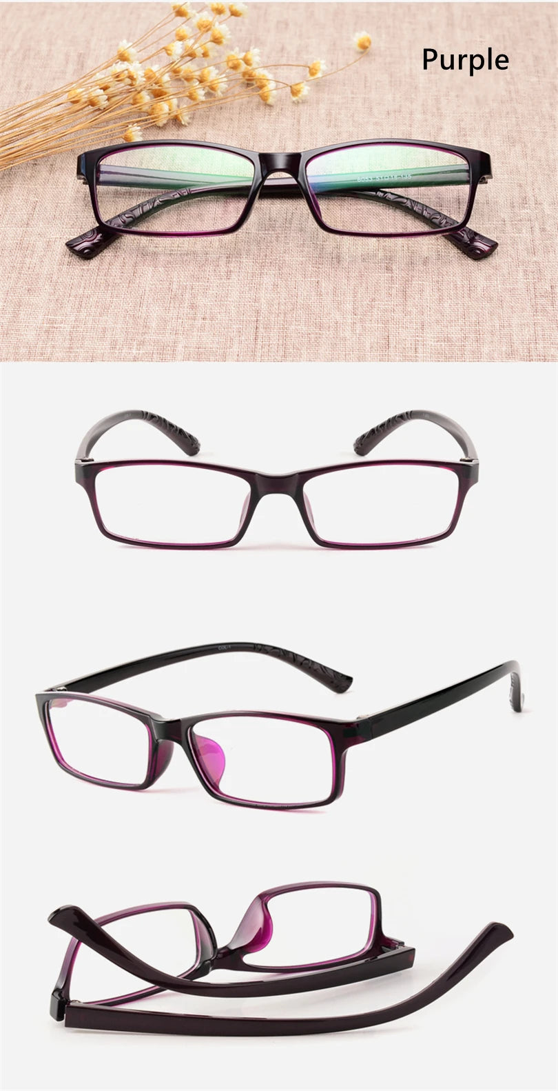 Men's And Women's Finished Myopia Glasses TR90 Frames And Aspherical Anti Blue Ray Photochromic Lenses SPH 0~-6.00 CYL 0~-2.00