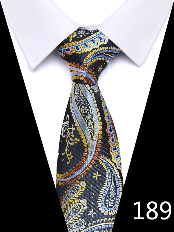 New Style Fashion Men's Tie 7.5 cm Blue Necktie Green & Orange Gravatas For Men Paisley Floral Fit Wedding Workplace