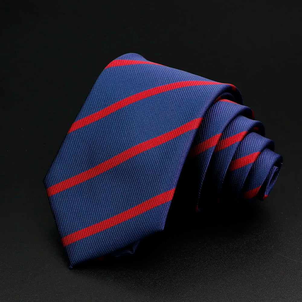 New Men's Tie Classic Stripe 7cm Jacquard Red Blue Green Necktie Daily Wear Cravat Wedding Party Dress Accessories Gift For Man