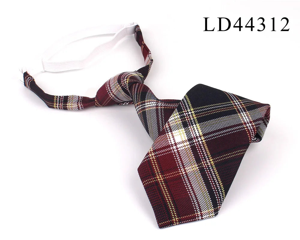 New Rubber Ties Casual Plaid Necktie For Boys Girls Neck Ties Simple Slim Necktie Gravatas Lazy Person Student Tie Neck Wear