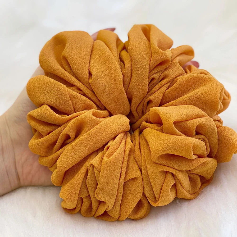 Elastics Chiffon Hair Band Solid Color Big Circle Scrunchies for Women Girl Ponytail Holder Hair Rope Hairband Hair Accessoires