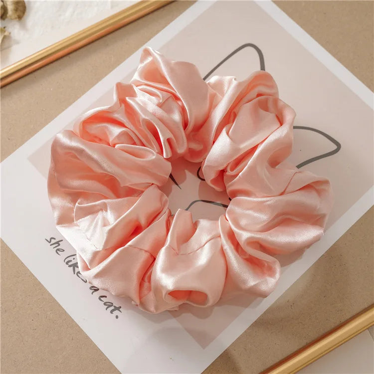 Hot Girls Super Wide Smooth Colorful Hair tie Hair Elastics Bands for Hair Large Satin Scrunchie Hair Accessories 2021 for Women