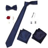 Holiday Gift Box Tie For Men Tie Handkerchief Pocket Squares Cufflink Set Necktie Box Man Dark Grey April Fool's Day