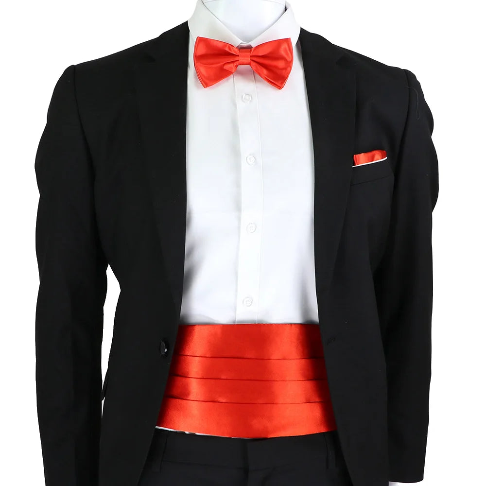 New Fashion Mens Cummerbund Bow Tie Brooch Set Black Red Blue   Waist Seal For Formal Tuxedo Business Suit Dinner Accessories