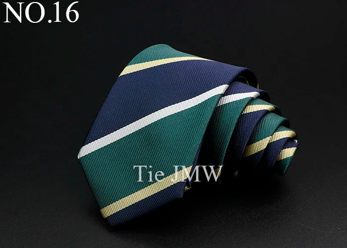 New Men's Tie Classic Stripe 7cm Jacquard Red Blue Green Necktie Daily Wear Cravat Wedding Party Dress Accessories Gift For Man