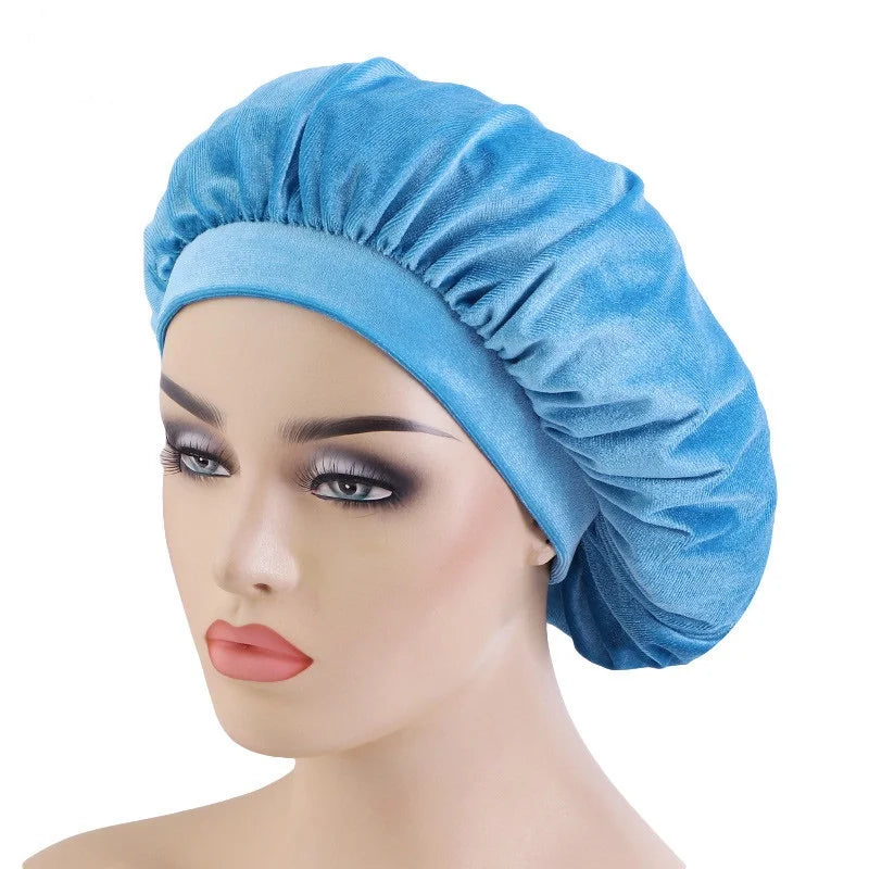 New velvet high elastic wide-brimmed nightcap flannel round hat chemotherapy hat scarf hat