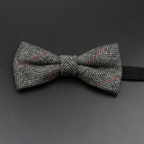 Brand New Wool Bowtie Woven Plaid Stripped Formal Bow Tie Brown Grey Butterfly Mens Wedding Party Dress Shirt Suit Accessories