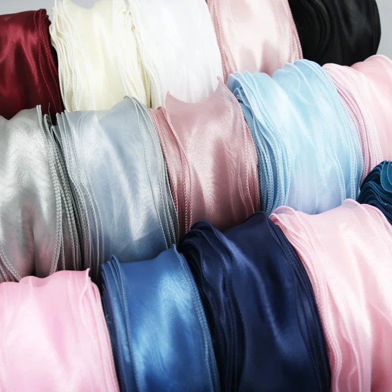 60mm Wave Silk Organza ribbon Bow material for hair ornament gift wrapping decoration lace ribbons