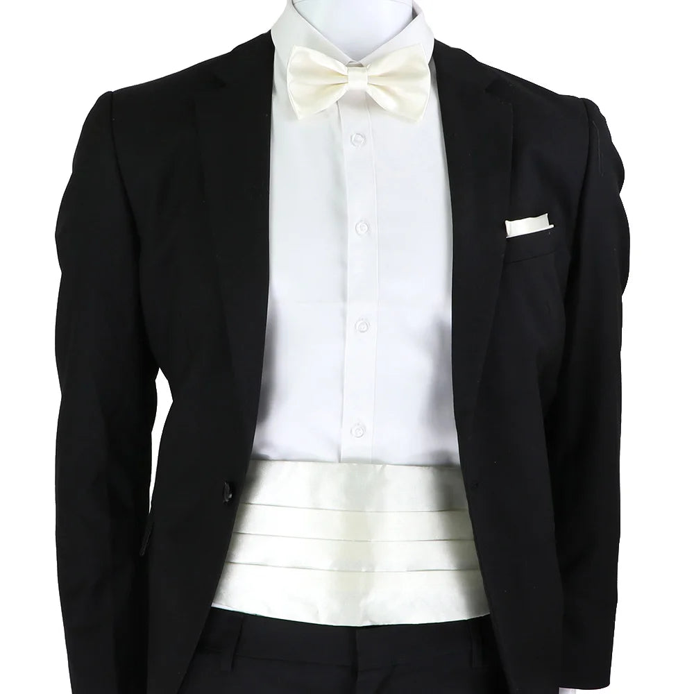 New Fashion Mens Cummerbund Bow Tie Brooch Set Black Red Blue   Waist Seal For Formal Tuxedo Business Suit Dinner Accessories