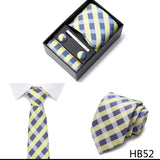 Gravatas For Men Luxury  Tie Hanky Pocket Squares Cufflink Set Necktie Box Male Brown April Fool's Day