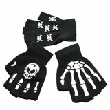 Unisex Half-finger Skull Skull Halloween Gloves, Winter Use, Luminous Fingerless Gloves, Knitted, Cycling，Skating On Foot