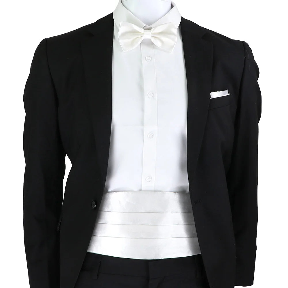 New Fashion Mens Cummerbund Bow Tie Brooch Set Black Red Blue   Waist Seal For Formal Tuxedo Business Suit Dinner Accessories