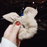 Women Girl Cute Cartoon Hair Scrunchies Panda Cows Cat Rabbit Plush Elastic Hair Bands Sweet Pontail Ties Christmas Accessories