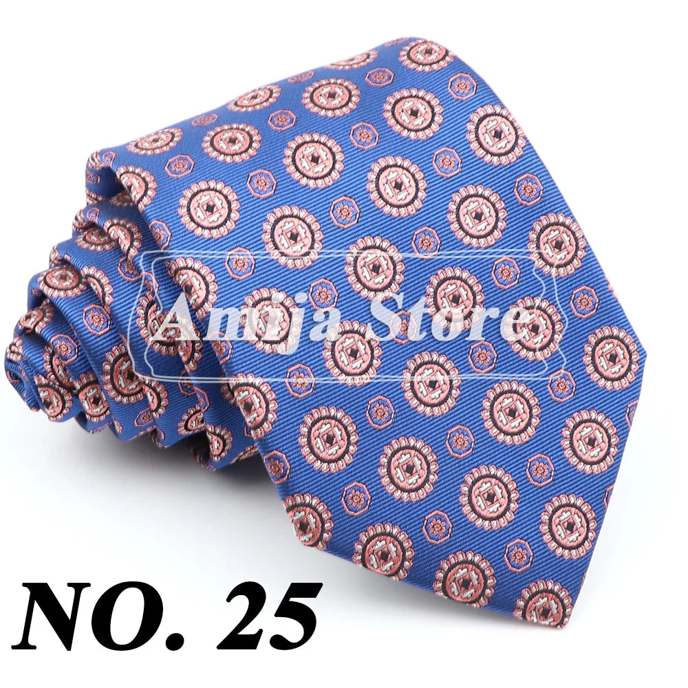 New Men's Formal Tie Striped Blue Gray Necktie 8cm Wide Tie Gift For Man Office Wedding Party Cravat Man Accessories Daily Wear