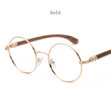 Japan Real Wood Temple Titanium Vintage Round Glasses Frame Men Women Myopia Optical Frames Prescription Frame Oculos De Gafas