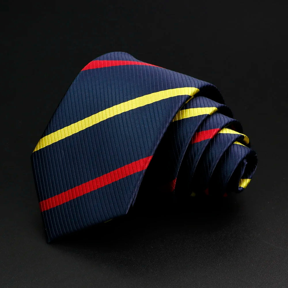 New Men's Tie Classic Stripe 7cm Jacquard Red Blue Green Necktie Daily Wear Cravat Wedding Party Dress Accessories Gift For Man