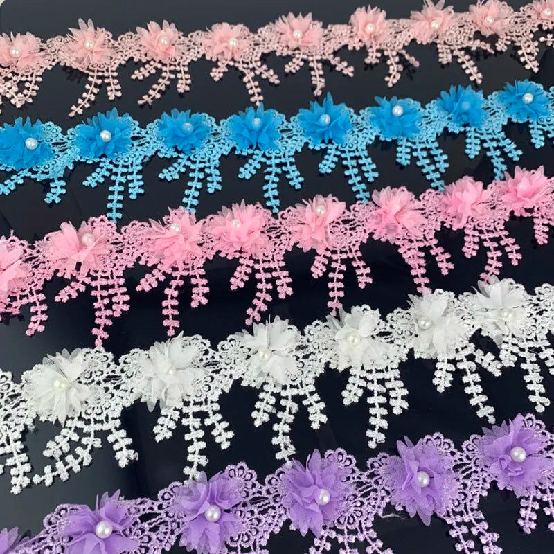 (1 Yards/Lot)  80mm Petal Chiffon Lace Fabric Webbing DIY Clothing Decoration Love Gift Ribbons Crafts