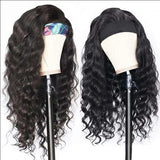 Machine Made Wigs Natural Color Wig Human Hair Deep Wave Glueless None Lace Front Curly Wave Wig Brazilian Virgin Hair